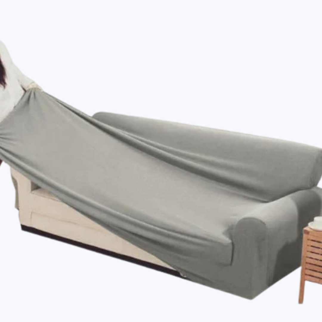 Light Grey Stretch Sofa Cover | Modern Couch Protector