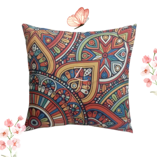 Colorful Bohemian Mandala Print Cushion Cover
