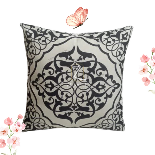 Black Arabesque Medallion Cushion Cover