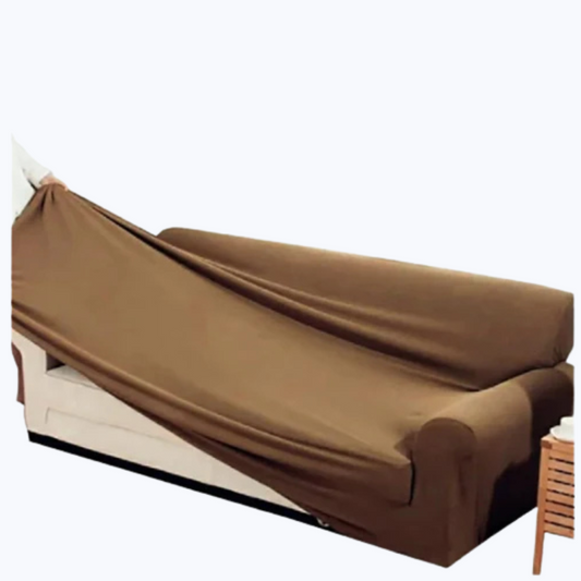 Soft Stretch Sofa Cover in Light Brown| Neutral Couch Slipcover