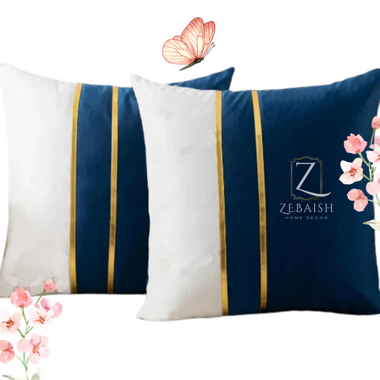 Navy Blue and White Color Cushions Cover