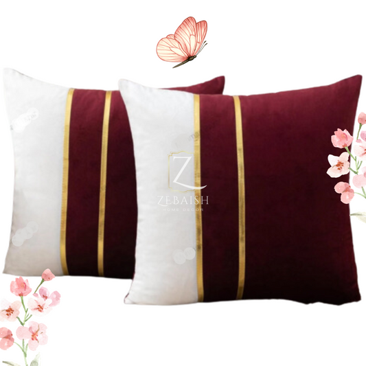 White and Red Cushions Cover